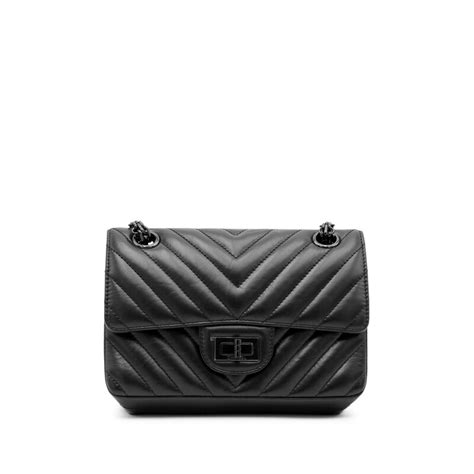 Chanel So Black Chevron Calfskin Reissue 2.55 Mini Flap Bag 